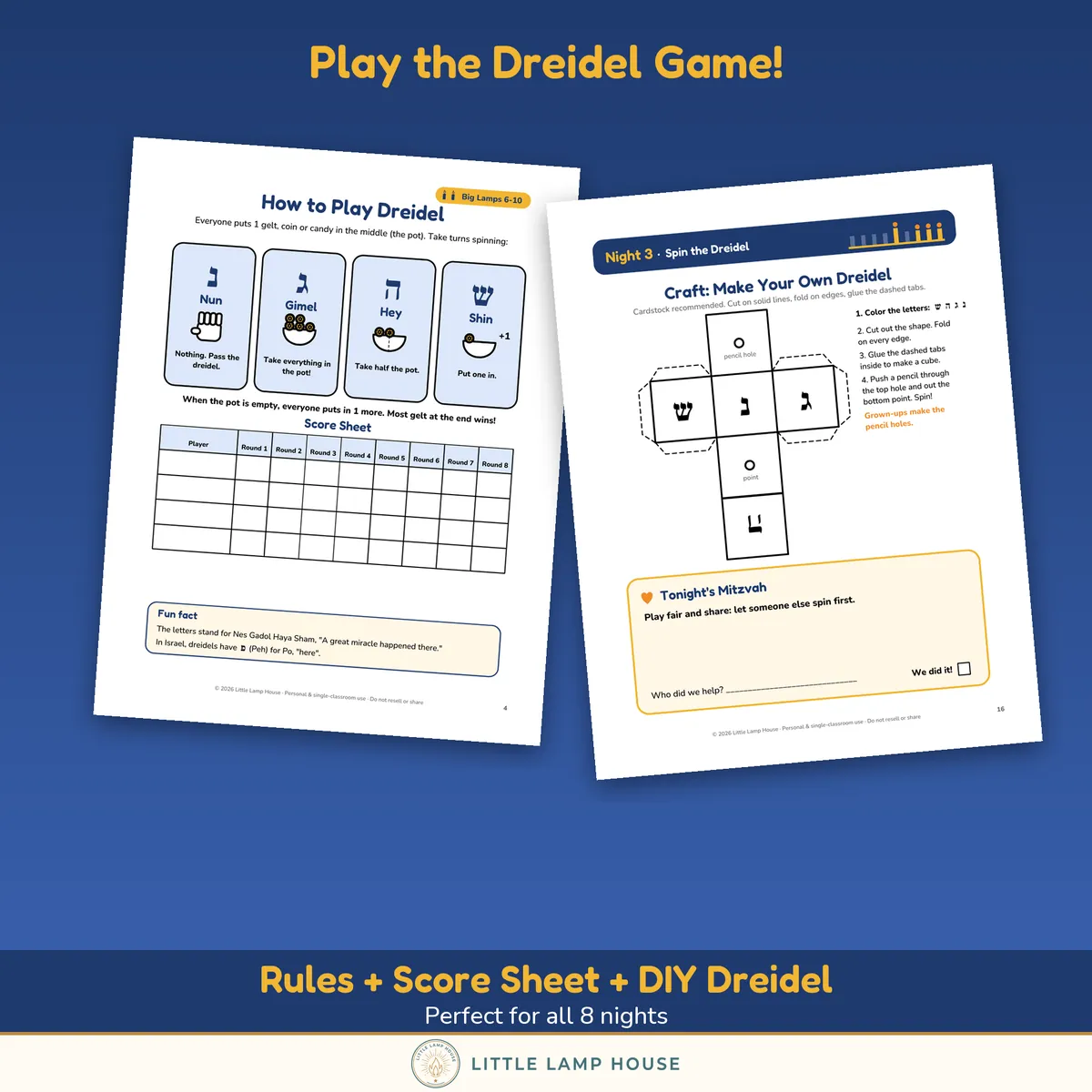 Hanukkah Activity Kit: sizes and formats