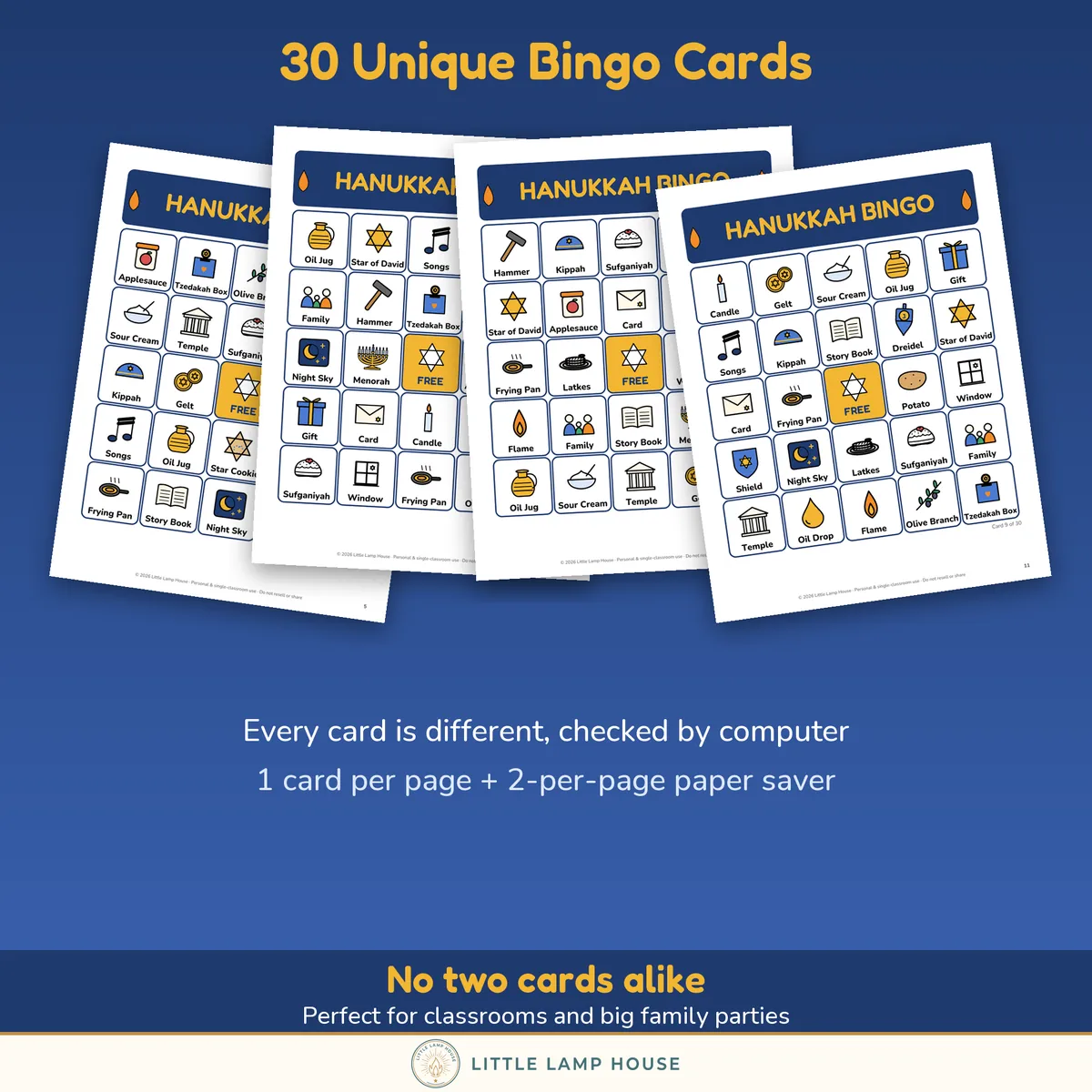 Hanukkah Bingo: sample pages
