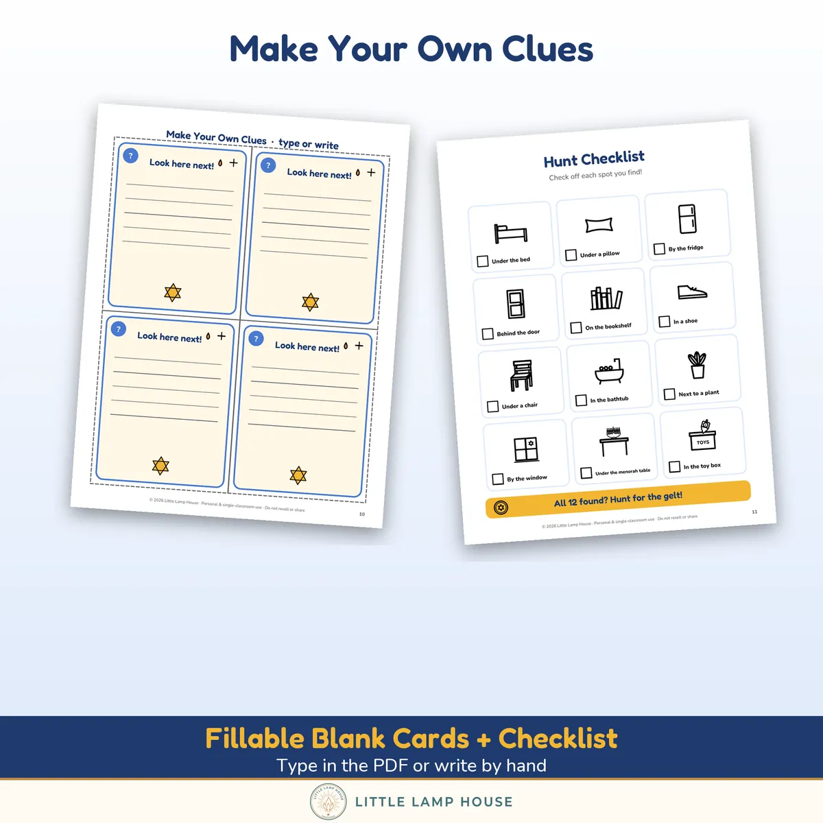 Hanukkah Scavenger Hunt: sizes and formats