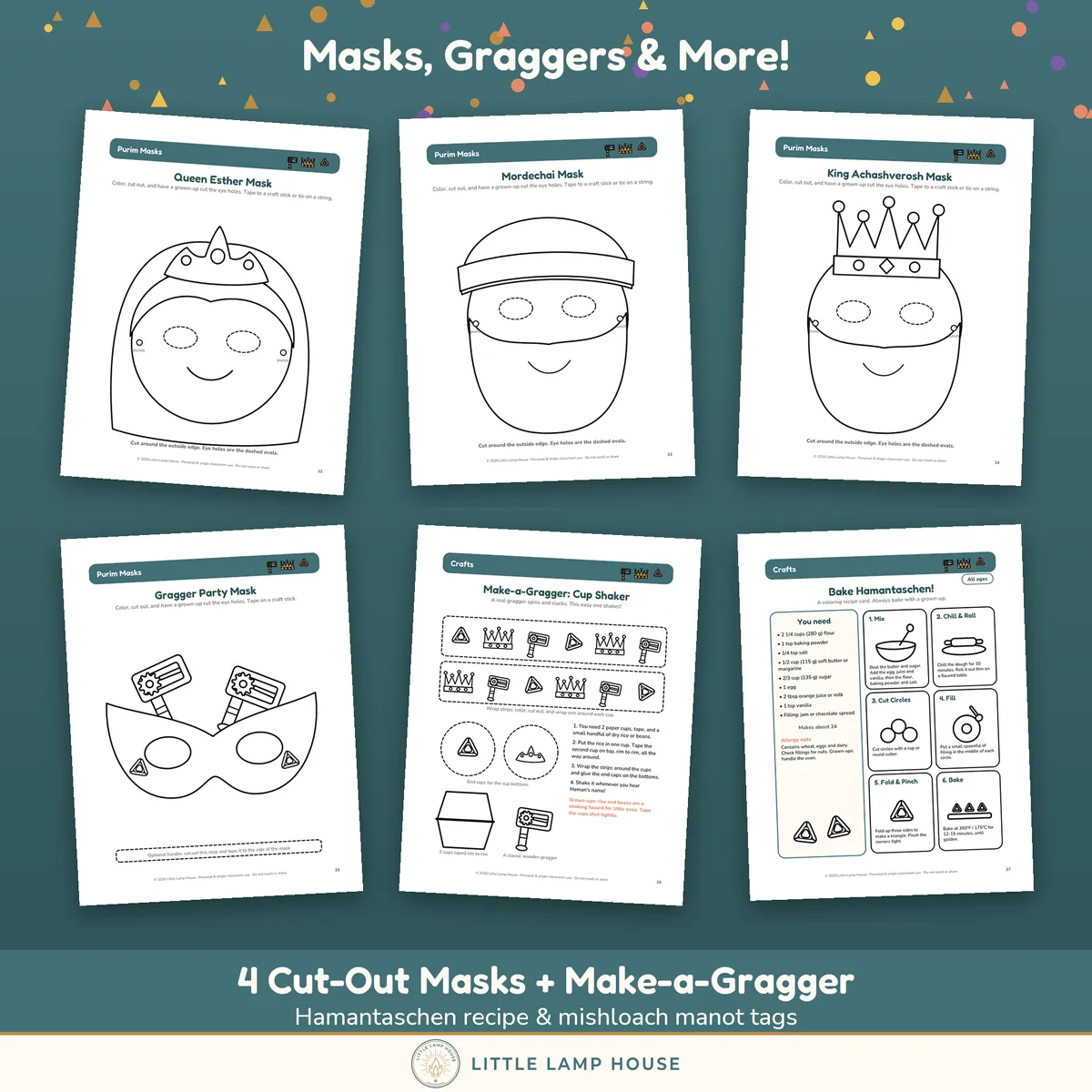 Purim Activity Kit: sizes and formats