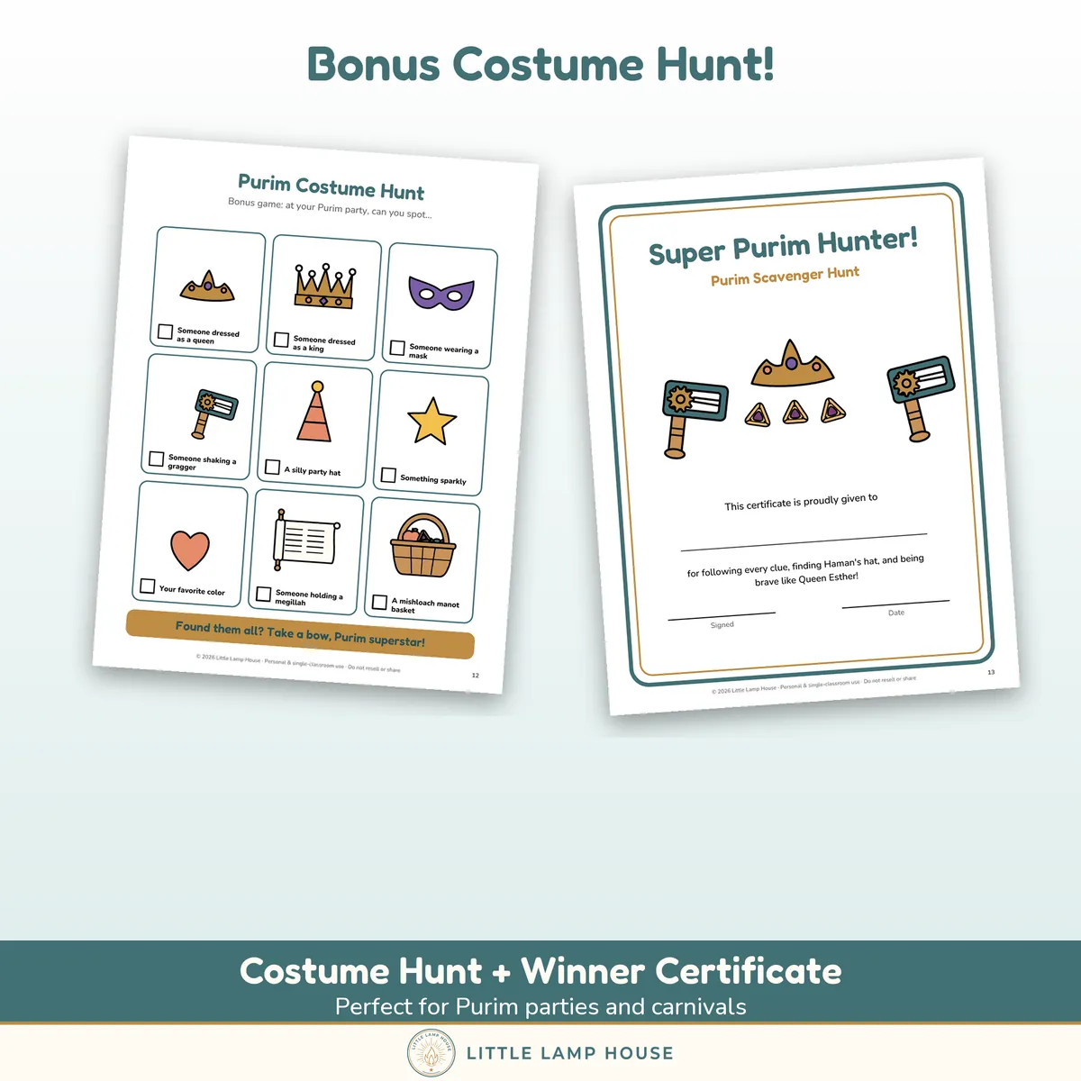 Purim Scavenger Hunt: sizes and formats